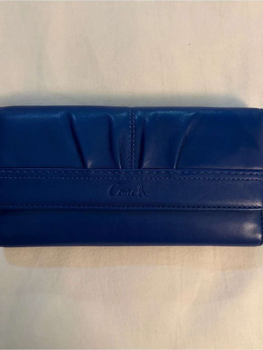Vintage Coach Pleated Soho Blue Leather Wallet